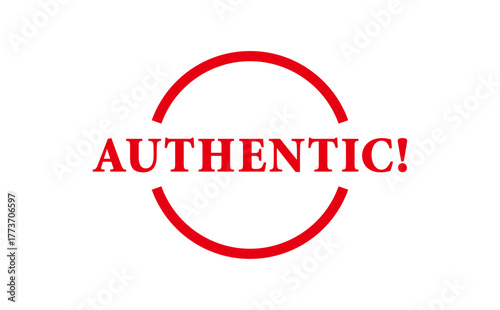 AUTHENTIC! - Red Rubber Stamp with text AUTHENTIC!
