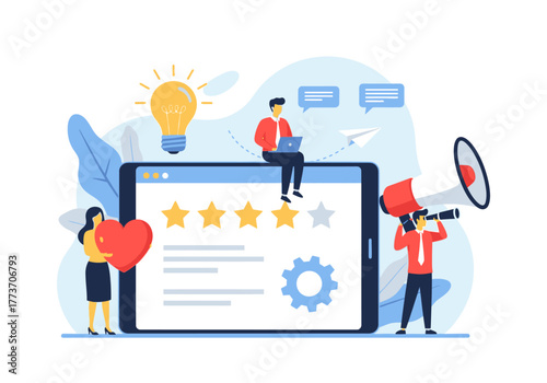 Customer Feedback and 5-Star Rating Vector Illustration | Reputation Management & Reviews