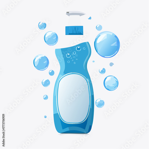 Bath Essentials: An appealing, animated depiction of a bath product bottle, complete with bubbles. A refreshing view to enhance visuals.