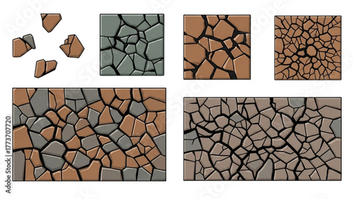 Collection of Cracks and Broken Stone Paving Patterns for Diverse Design Projects