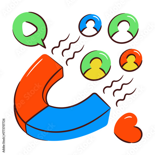 Avatars with magnet, icon of attract customers