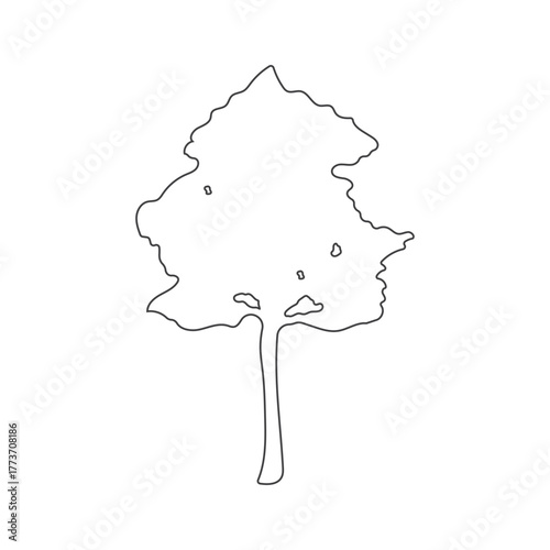 Continuous line drawing of tree on white background.