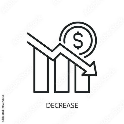 Decrease thin line icons. Original vector illustration.
