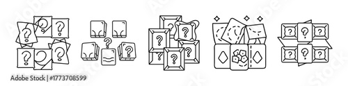 Collectible card game mystery elements vector icons.
