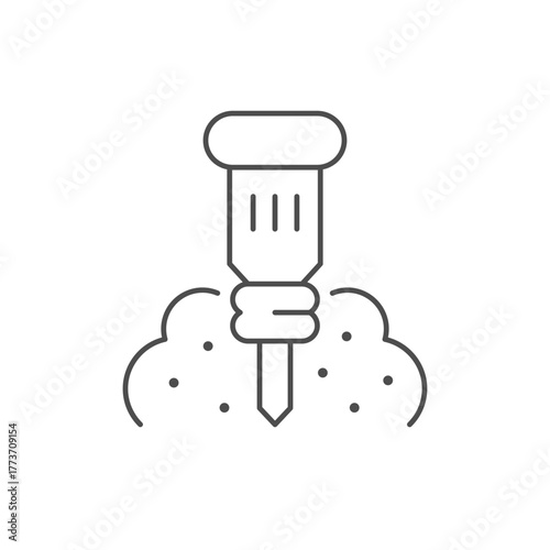 Industrial jackhammer line outline icon