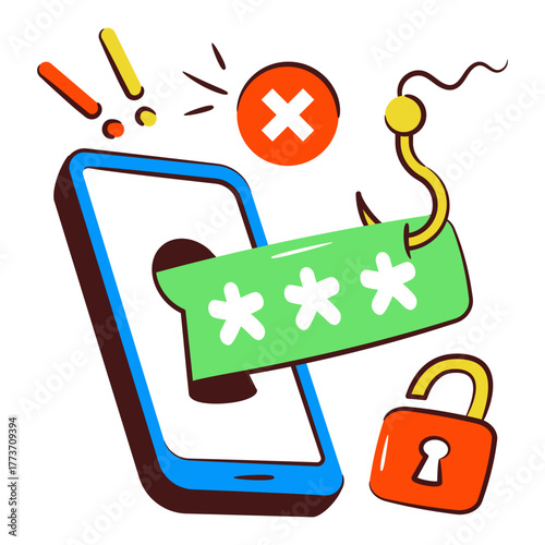 An editable design icon of mobile password phishing