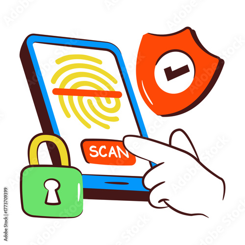 Modern design icon of mobile fingerprint