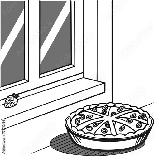 Abstract geometric structure with spherical element and shadow play isolated on transparent background