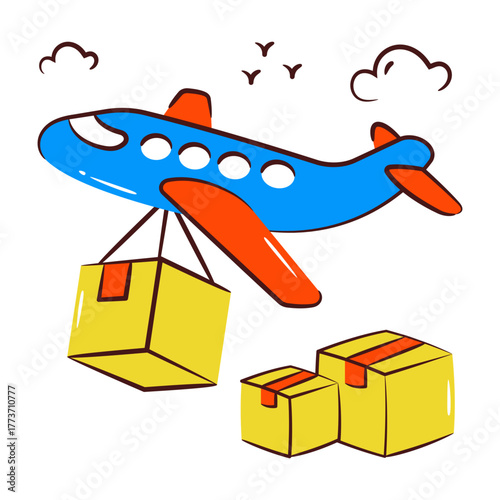 Unique design icon of air cargo