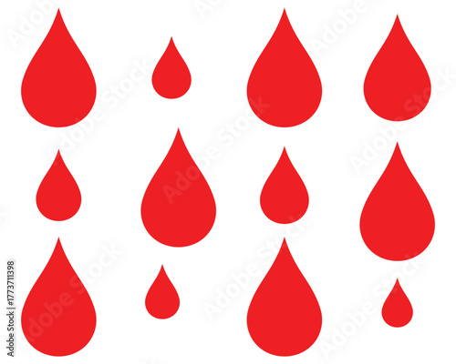 Water Drop Icon Set – Minimal Liquid Droplet Symbols in Outline, Solid, and Colored Styles for Clean Vector Design