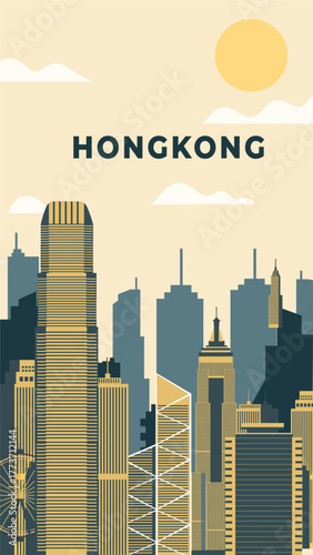Hongkong city travel illustration