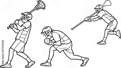 Dynamic lacrosse players in action a modern sporting illustration showcasing skill and athleticism perfect for sports themed designs and promotions