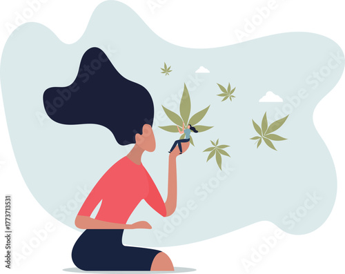 Using hemp as herbal treatment for mental or physical health .Medical marijuana as alternative medicine for human wellbeing and psychological balance.life and employment of people.
