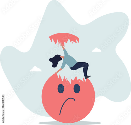 Overcome stress and anxiety, emotional problem, uncertainty or worried about work, depression or mental illness, sad and stressful concept.life and employment of people.