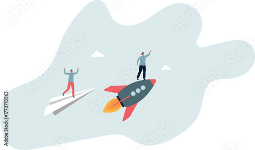 Leadership to win business competition, winner or competitive advantage to success in work, innovation and motivation concept.life and employment of people.