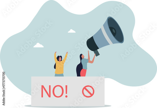 Employee protest, work strike or people demonstration, social gathering, activism protest for civil right, democracy or politic concept.life and employment of people.