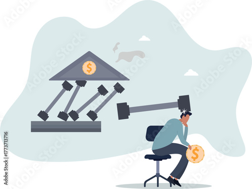 Banking collapse or bank run, financial crisis or bankruptcy problem, stock market crash or credit risk, failure or investment failure concept.life and employment of people.