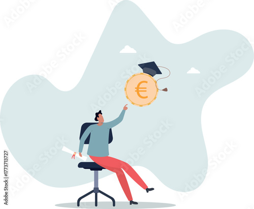 Education cost, tuition or scholarship, money for university or graduation, school expense or student debt, college diploma concept,.life and employment of people.