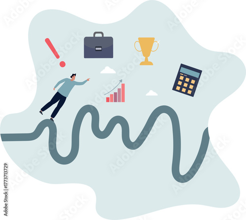 Rough road ahead, obstacle or tough situation to overcome, risk and uncertain, difficulty or problem solving,life and employment of people.