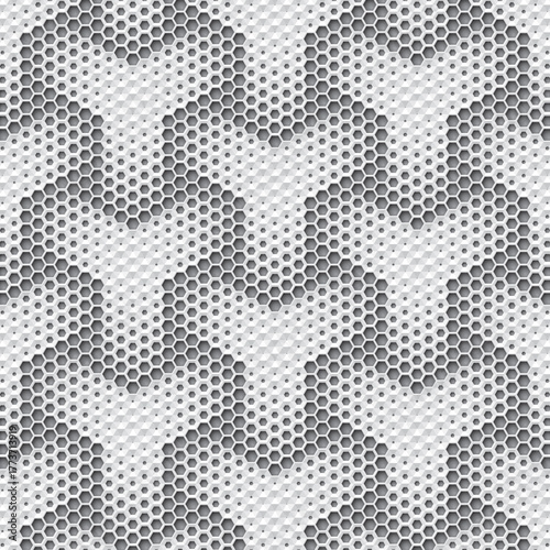 mosaic pattern made from hexagonal honeycomb shape, black and white vector illustration