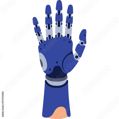 Blue Robotic Hand Isolated on White Background robot arm artificial limb prosthetic technology