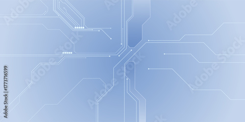 Abstract AI circuit board background. Technology connected white lines with electronics elements on tech bg. Computer motherboard with chip, and semiconductor. Elegant gray digital vector illustration