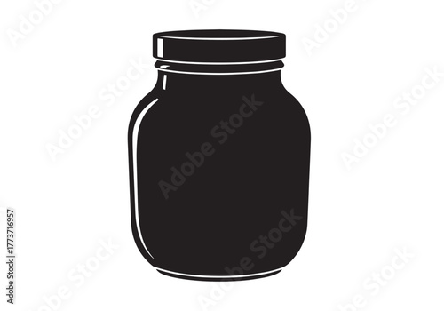 Illustration of a simple black jar with a lid on top