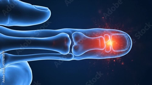 Digital Illustration of Finger Joint Pain and Inflammation.