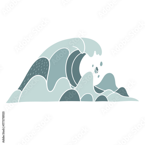 Abstract wave composition in soft pastel colors representing ocean  