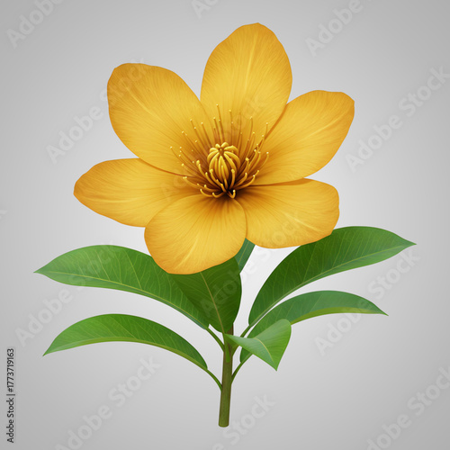 yellow flower on white background