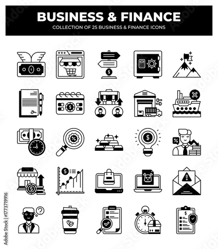 Collection of 25 Business and Finance Icons