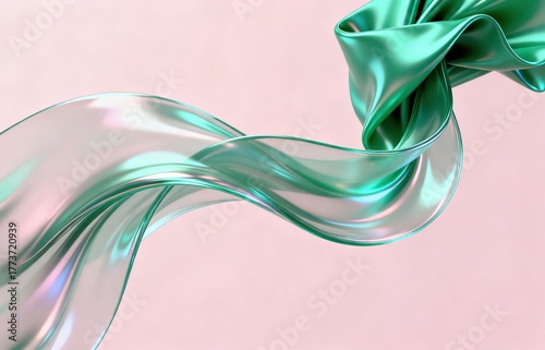 Wallpaper Mural The metallic texture of the ribbon elegantly swings against a solid color background Torontodigital.ca