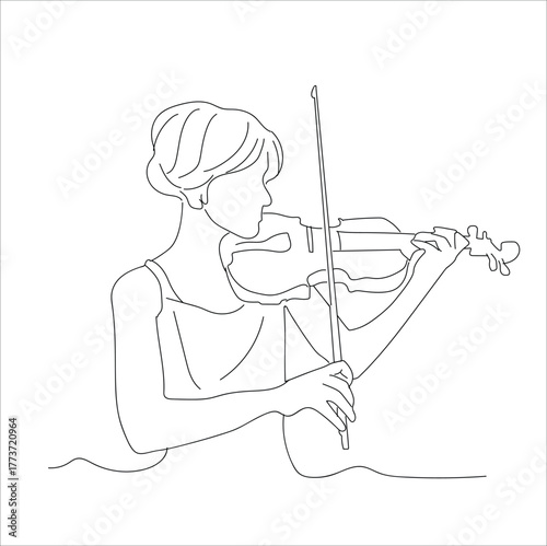 Violinist woman girl playing violin. 