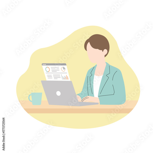 Remote Work Desk Setup (Laptop, Plant, Coffee)