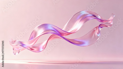 Wallpaper Mural The metallic texture of the ribbon elegantly swings against a solid color background Torontodigital.ca