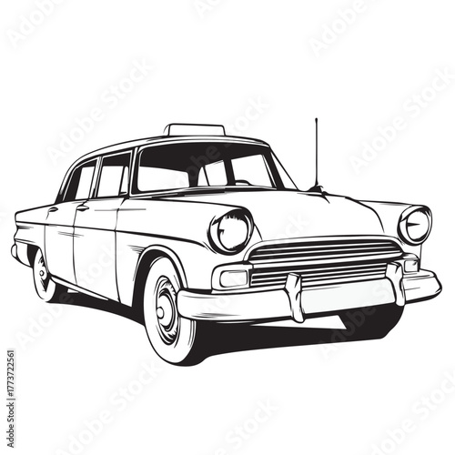 vintage car isolated on white