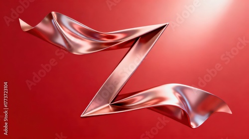 Wallpaper Mural The metallic texture of the ribbon elegantly swings against a solid color background Torontodigital.ca