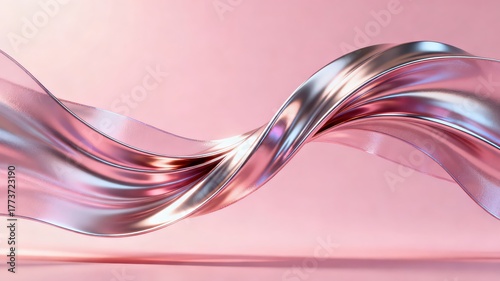 Wallpaper Mural The metallic texture of the ribbon elegantly swings against a solid color background Torontodigital.ca