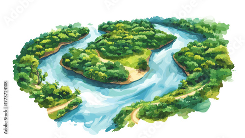 Triple Frontier. Triple Frontier hand drawn watercolor illustration