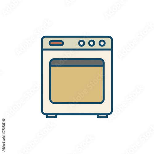 Simple flat icon of a modern kitchen oven with controls
