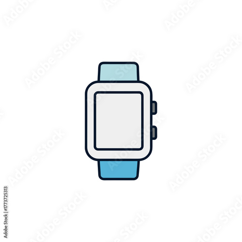 Modern smartwatch with a clean white screen and blue band