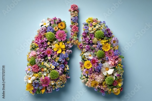 Lungs formed from colorful flowers