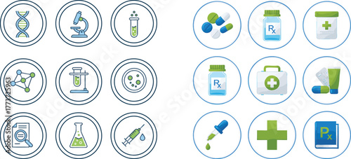 Medical health icons set wellness and healthcare symbols vector illustration