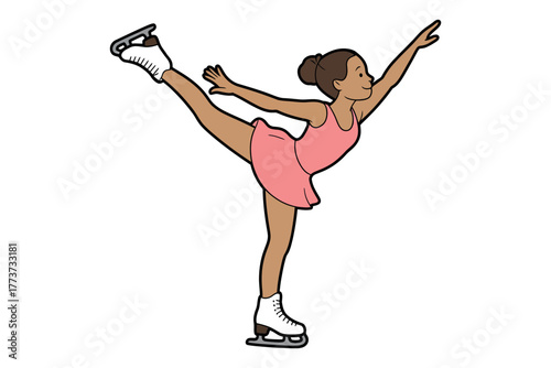 A young person gracefully performs a figure skating routine on the ice.