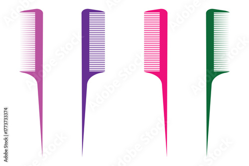 3D Minimal Hair Salon Icons Set – Scissors, Comb, Hair Dryer & Brush in Pink, Vector Isolated on White