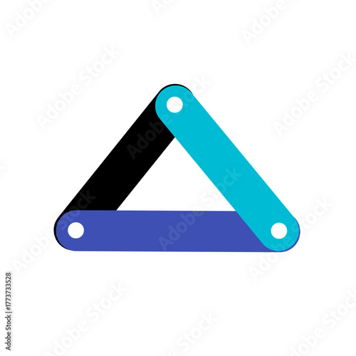 three lines in a triangular cluster shape vector logo design.triangular line logo.three lines in blue, purple and black colors