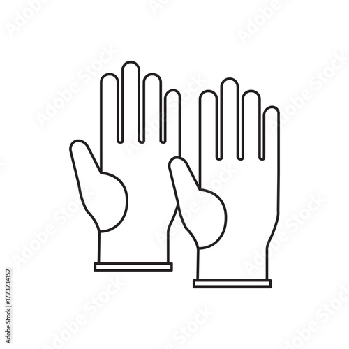 Protective Handwear Vector Art Outline Gloves Illustration Safety Equipment Icon Workwear Isolated Symbol for Cleaning