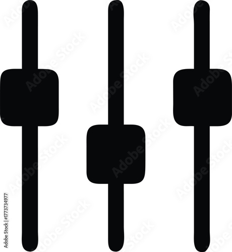 Mixer Console Faders Knobs Flat Vector Icon Silhouette on white background