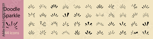 Doodle sparkle starburst ray decorative elements vector illustration 