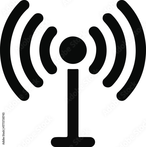 Black Wi- Fi Signal Icon on White Background Wi-Fi